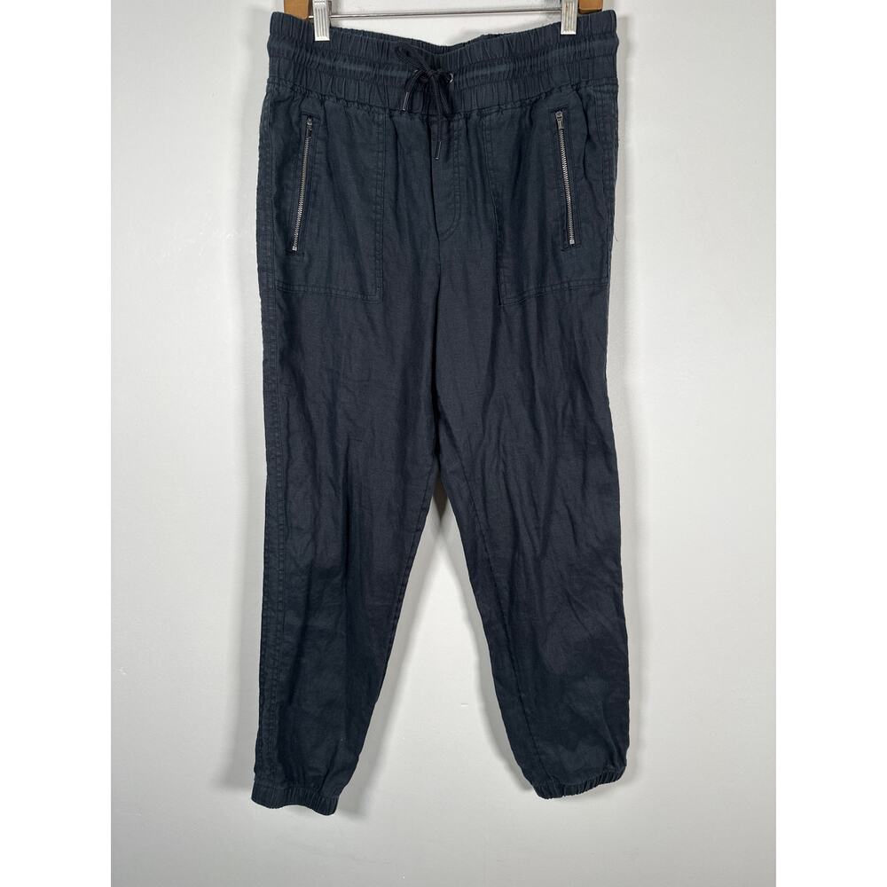 Athleta Cabo Linen Jogger Womens Size 10 Black Lightweight - Picture 2 of 10